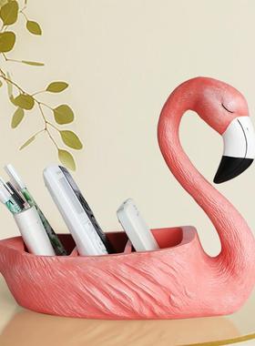 创意北欧ins火烈鸟摆件客厅茶几可爱手机遥控器收纳盒装饰品摆设