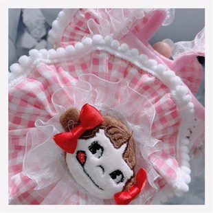 格子夏款 马尔济斯小体博美小飞飞袖 纯棉弹力套头卡通可爱宠物吊带