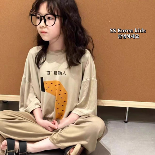 莫代尔儿童家居服2026新款洋气夏季男孩女孩卡通睡衣睡裤套装