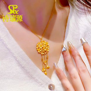 5G黄金丁香花项链女999足金繁花似锦套链新款花团锦簇婚嫁锁骨链