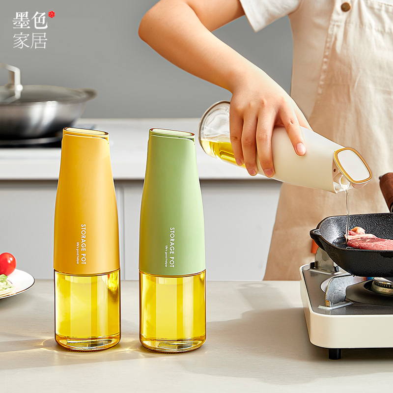 墨色自动开合油壶重力防漏家用厨房玻璃调味瓶酱油醋瓶油罐不挂油