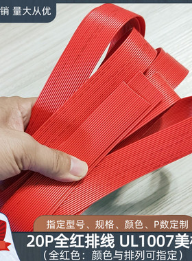 20P全红色排线UL1007并线物联网智能设备机器电器电源延长线定制