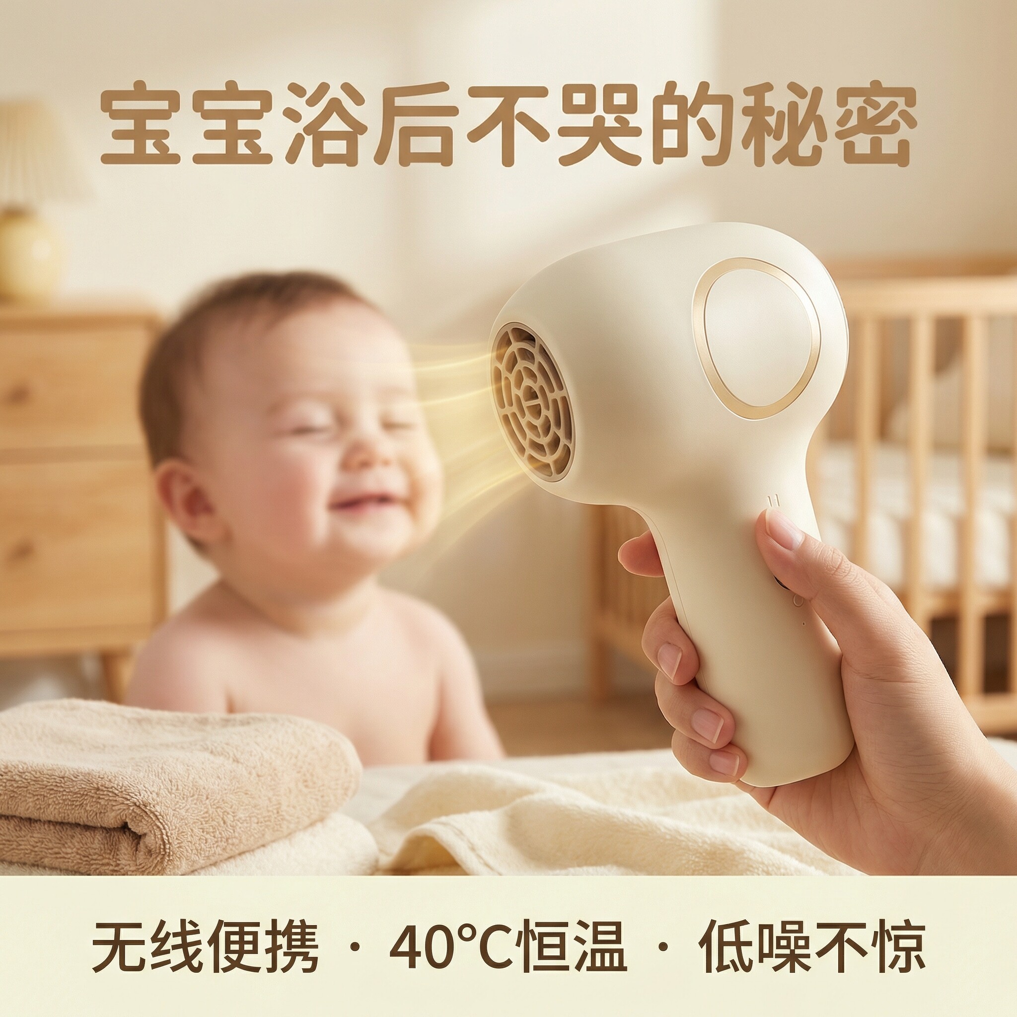 婴儿无线吹风机恒温热风吹红屁股小月龄宝宝专用近无辐射电吹风