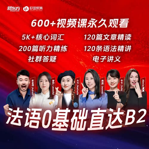新东方法语网课一对一辅导零基础学A1/A2/B1/B2学习视频教程资料