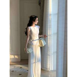 夏季 背心上衣百搭阔腿裤 小众女装 千金清冷感贵系衣服无袖 时尚 套装