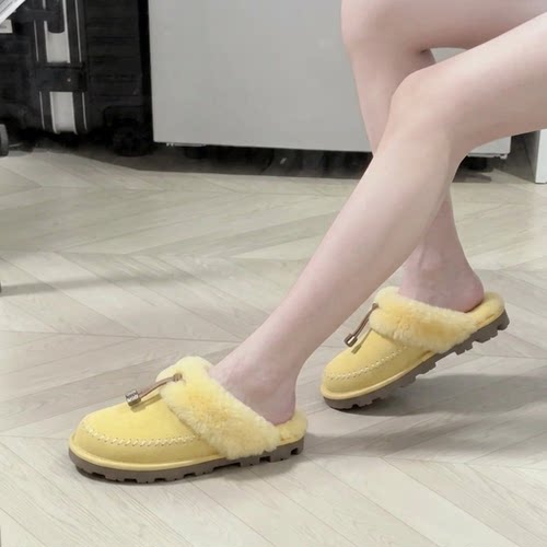 Trends！2026秋冬季新款舒适平底圆头棉拖鞋巨好看百搭毛毛拖鞋女