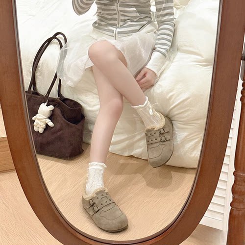Trends！2026秋冬季新款复古加绒加厚勃肯鞋厚底增高百搭棉鞋女
