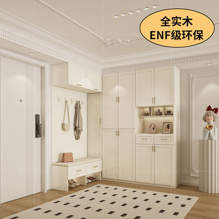 转角鞋柜玄关柜一体靠墙带坐凳入户门厅柜进门家用门口隔断柜定制