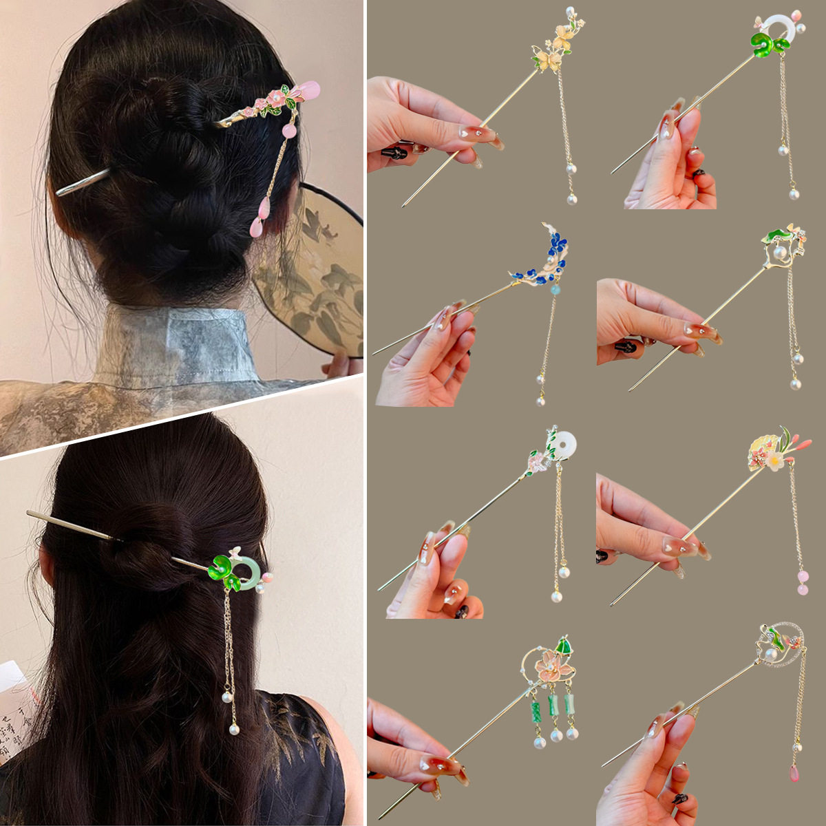 古风流苏花朵发簪汉服百搭高级感