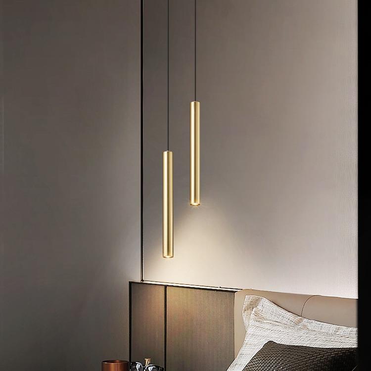 卧室床头吊灯现代简约全铜长线吧台小吊灯轻奢创意极简主卧床头灯