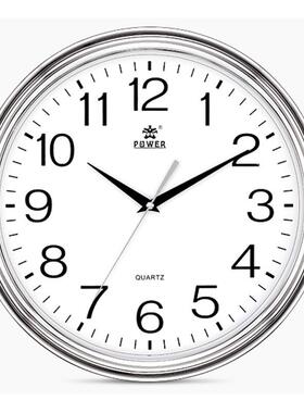 POWER霸王钟表15英寸高档木纹时钟创意办公客厅静音挂钟PW891