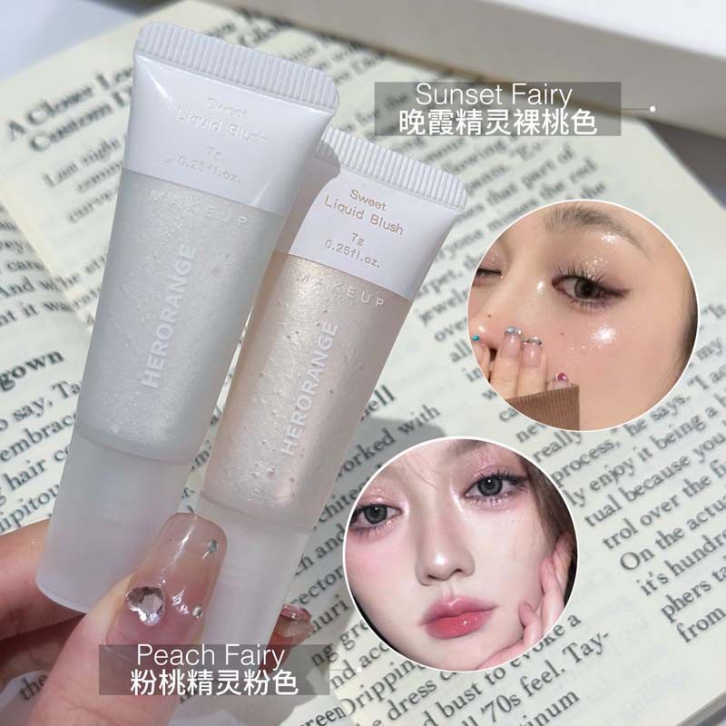 新款推荐~单色液体腮红高光一滴泪珠光细闪防水亮晶晶卧蚕提亮液