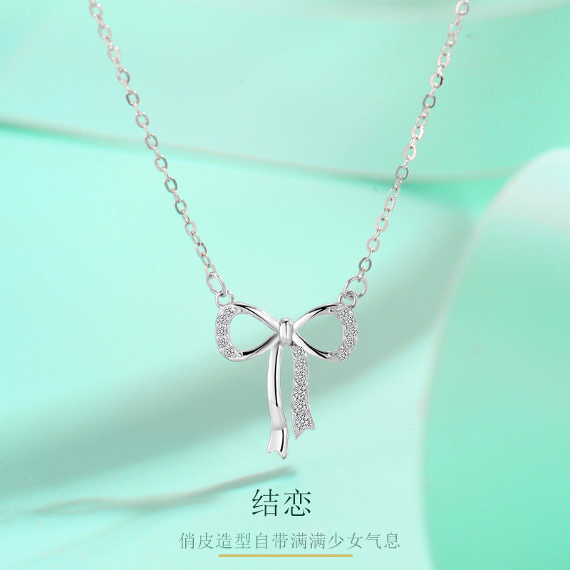 英国coopkoops925银蝴蝶结项链女锆石国潮法式复古蝴蝶吊坠首饰