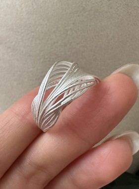 英国coopkoops925银小众设计感线条戒指风简约复古款指环银饰