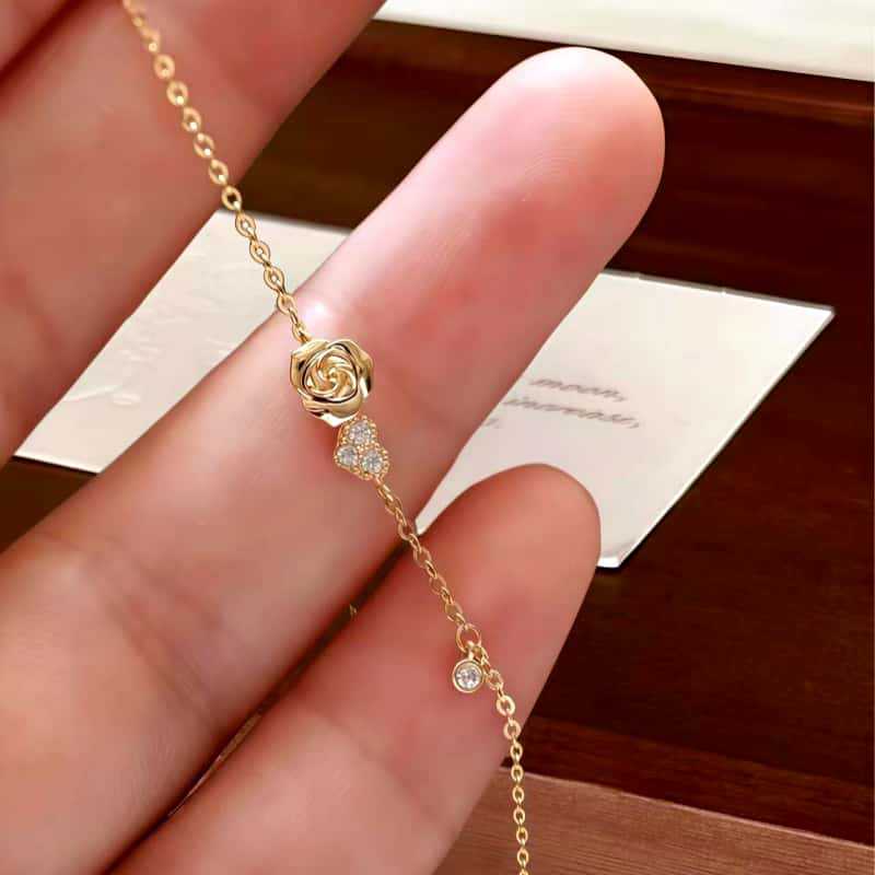 国风china chic s925银18k金色小王子的玫瑰花手链温柔极细精致
