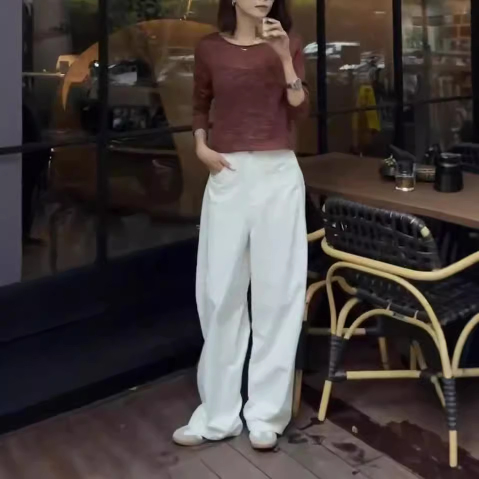 英国coopkoop早秋新款套头简约t恤高腰休闲阔腿裤显瘦