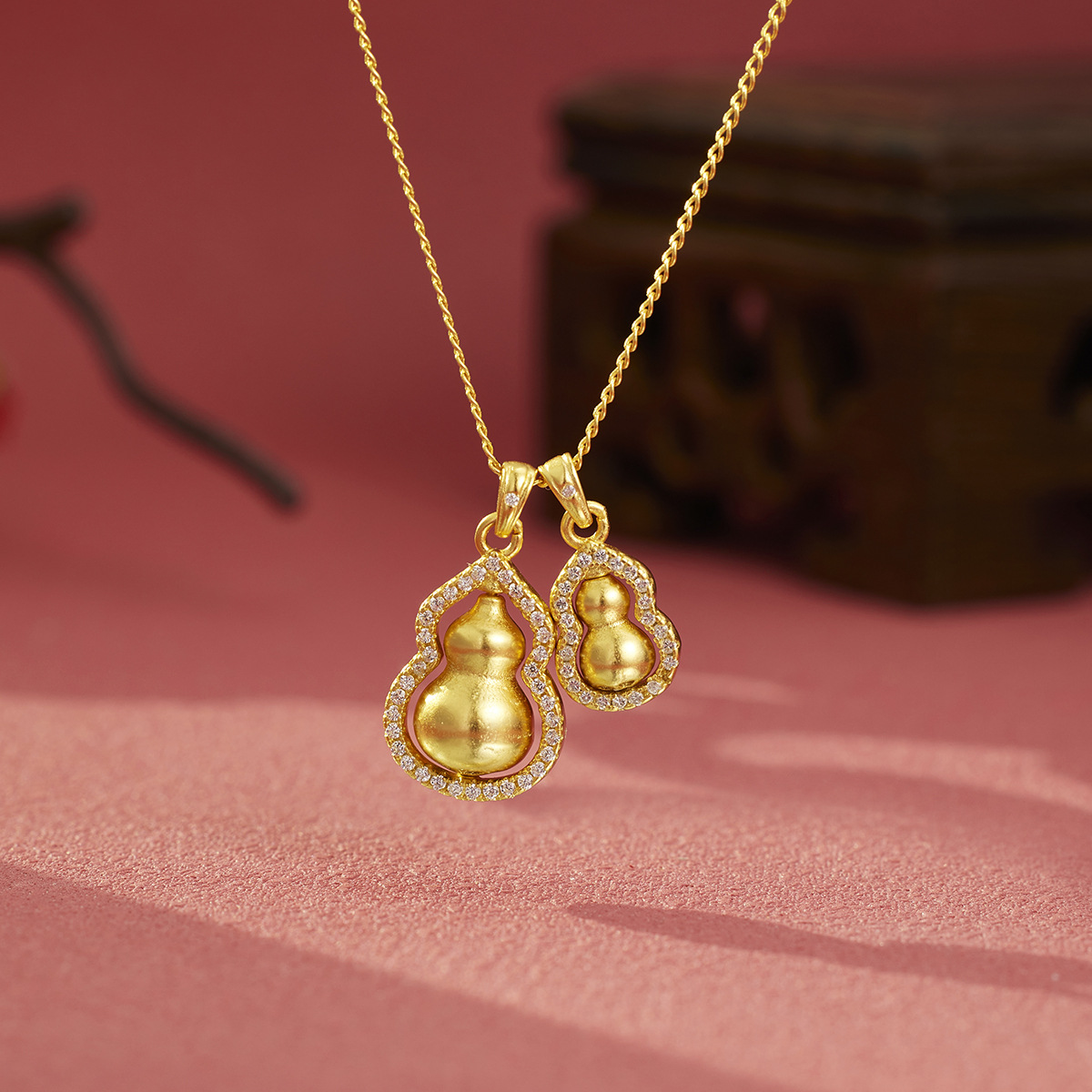 英国coopkoop韦雪s925银旋转双葫芦吊坠项链叠戴新中式葫芦锁骨