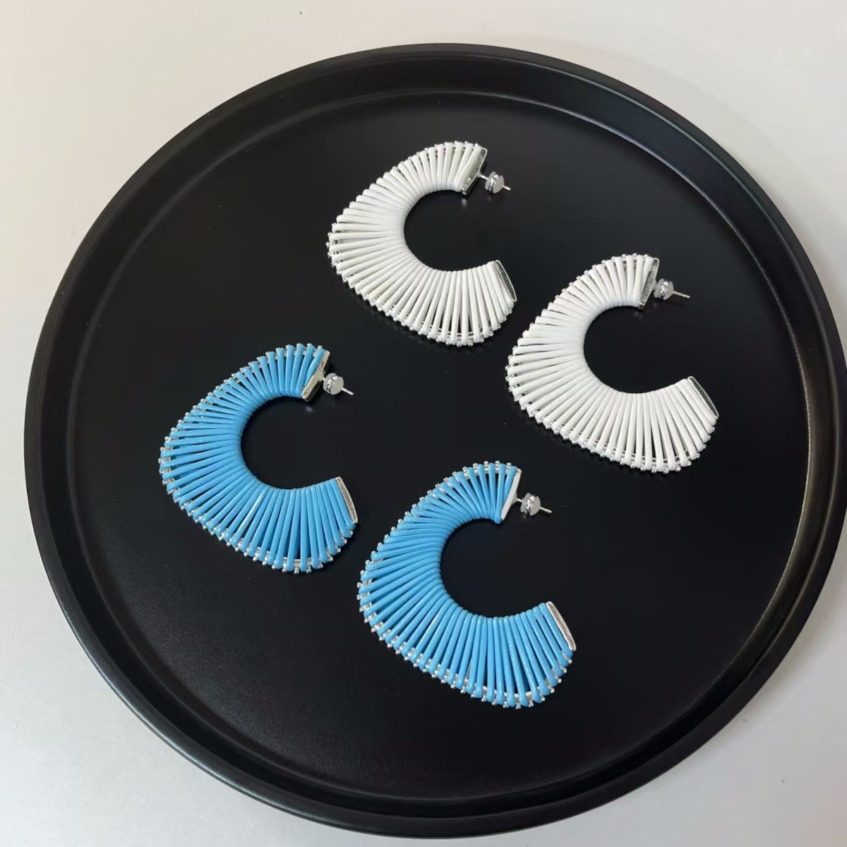 英国coopkoop美拉德风小手工编织c形耳环女轻奢小众设计高级感