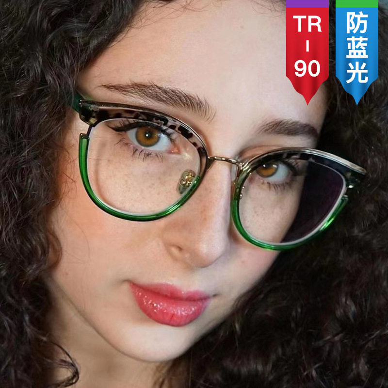 英国coopkoop欧美猫眼复古平光镜时尚街拍ins潮流新款夏tr防蓝光