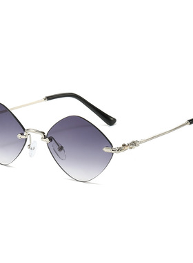 英国coopkoop新时尚个性无框太阳镜女防紫外线菱形小框墨镜街头