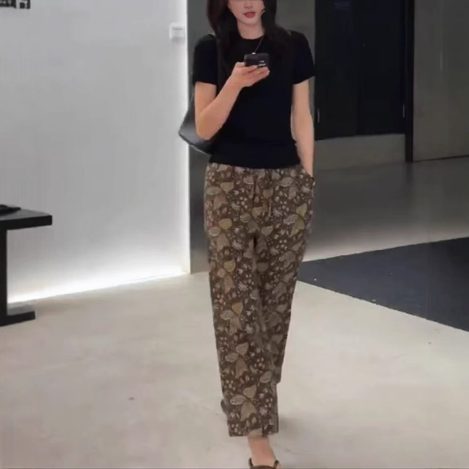 英国coopkoop夏季新款色修身短袖t恤时尚印花九分裤显瘦