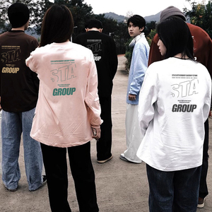 STA2023秋季STAGROUP基础系列纯棉宽松休闲纯色圆领长袖T恤男女款