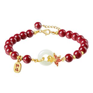 中国黄金央创朱砂手串正品朱砂手链女款女士妈妈母亲生日礼物S925
