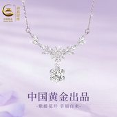 中国黄金央创纯银紫藤花项链女生款 生日情人节礼物送女友999足银