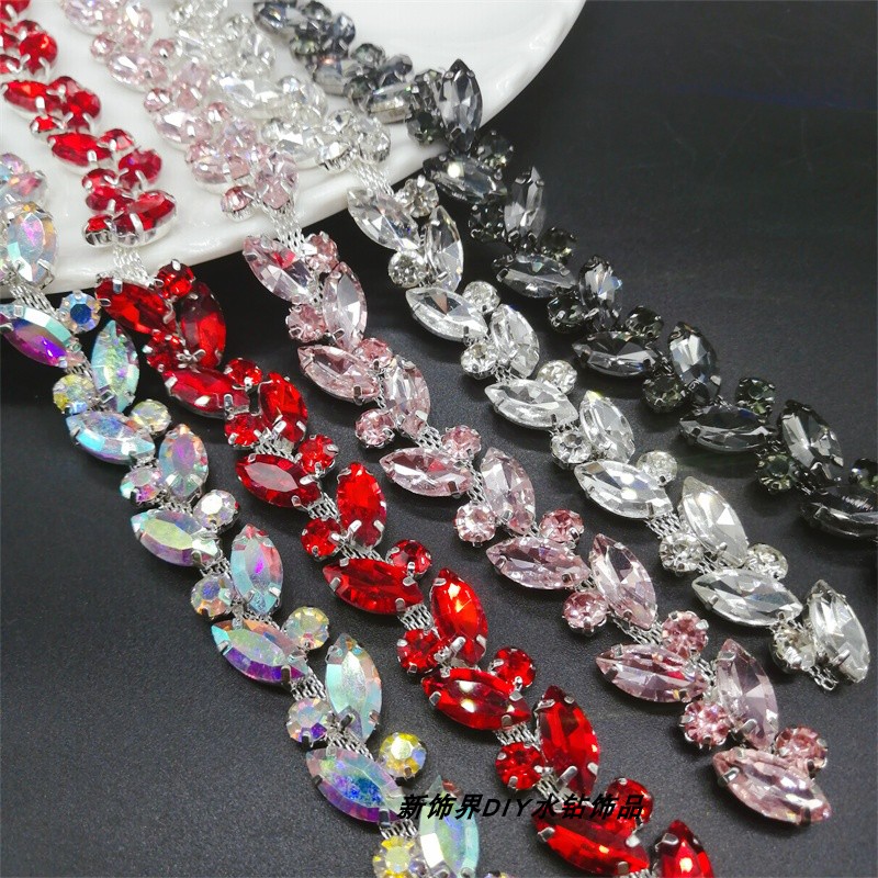 闪亮马眼水钻钻链DIY手缝玻璃钻西装肩领口鞋帽装饰链条配件辅料图片