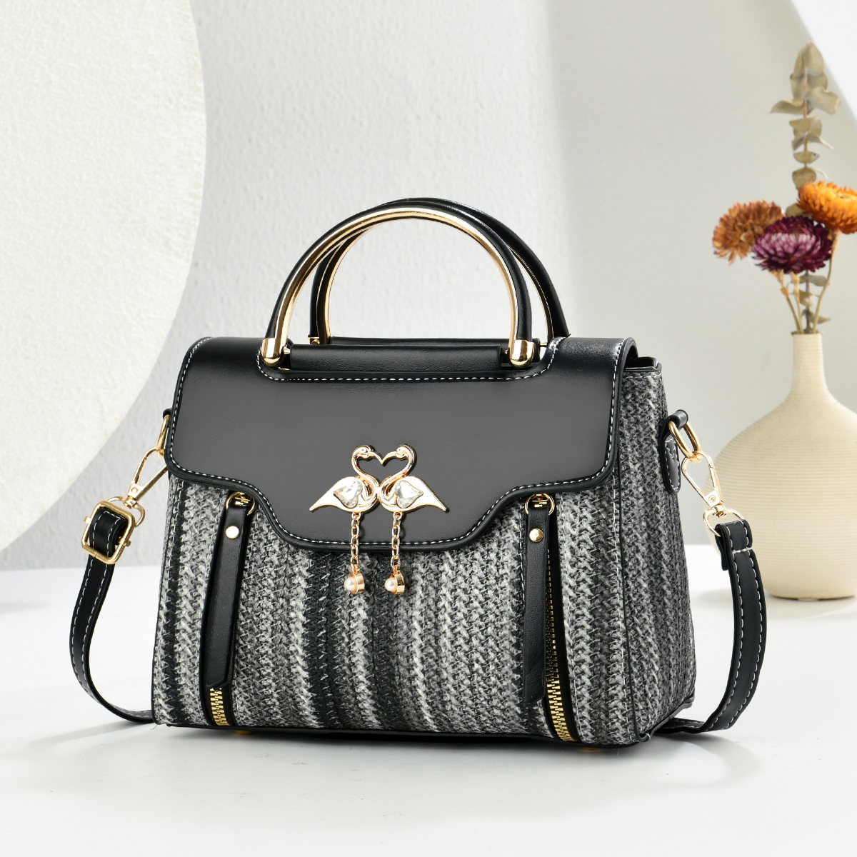 女士高级感手提包2025新款时尚百搭轻奢拎包撞色气质单肩斜挎包女