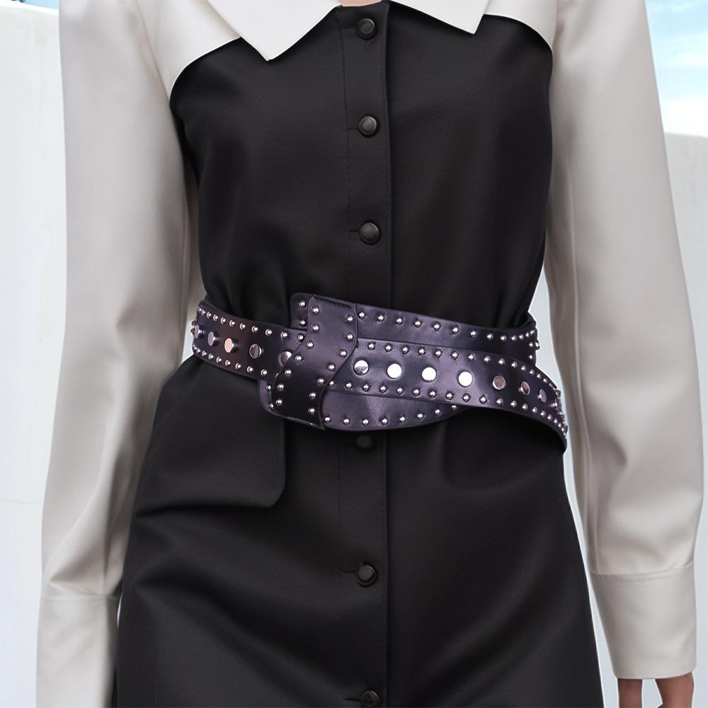 女士铆钉按扣朋克嬉皮士摇滚时尚束腰腰带饰品外穿装饰连衣裙牛仔