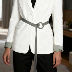 女士细腰带百搭装 手工包扣外戴收腰绑带2cm饰品 饰小西服皮带时尚