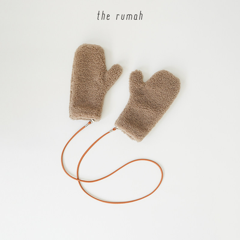the rumah 泰迪绒挂脖手套  新品连指羊毛内里真皮挂绳保暖手套女,服饰配件/皮带/帽子/围巾,手套,淘宝优惠券,粉丝福利购,淘宝优惠卷