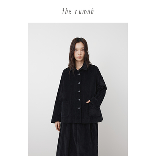 休闲复古百搭宽松显瘦外套日系 金属丝丝绒A字廓形外套 the rumah