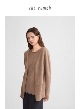 the rumah假两件羊绒开衫  康赛尼巨轻柔100纯山羊绒针织开衫外套