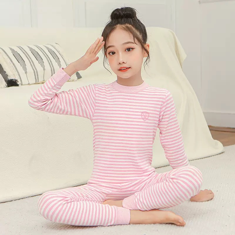 全棉官方儿童保暖衣套装纯棉睡衣中领儿童内衣套装棉毛衫线衣线裤