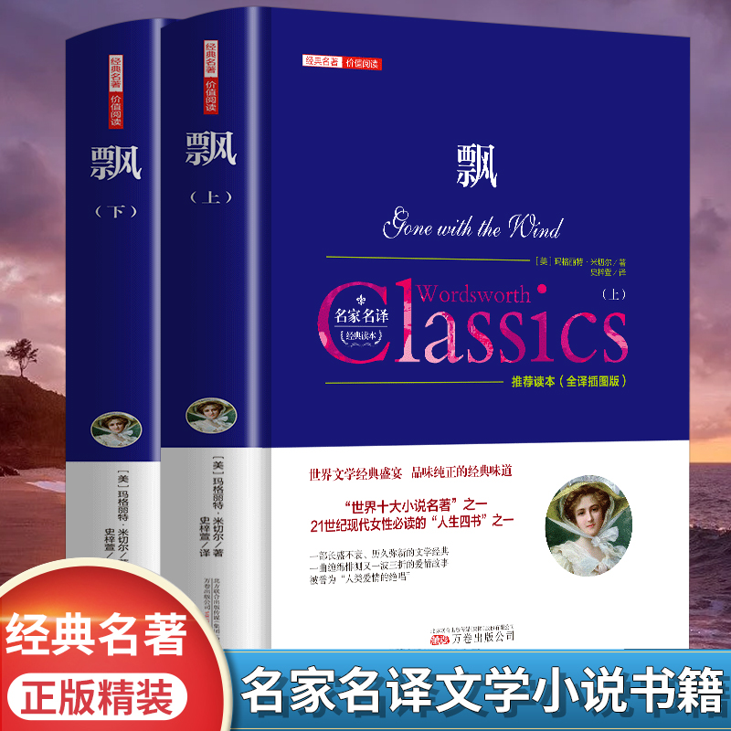 全2册飘书籍米切尔著正版原著完整版无删减原版中文全译本 成人版初中生高中生课外阅读书外国小说世界经典文学名著畅销书籍排行榜