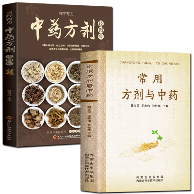 全2册 常用方剂与中药+中药方剂轻图典 中药草药药材识别鉴别品种书籍中医处方的配方搭配配制处方 集以及方剂学 配伍方法事项书籍