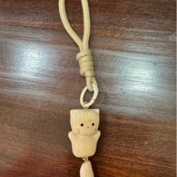 大兴善寺猫猫寺同款猫咪挂件雕刻櫸木钥匙扣流苏包挂饰送朋友礼图片
