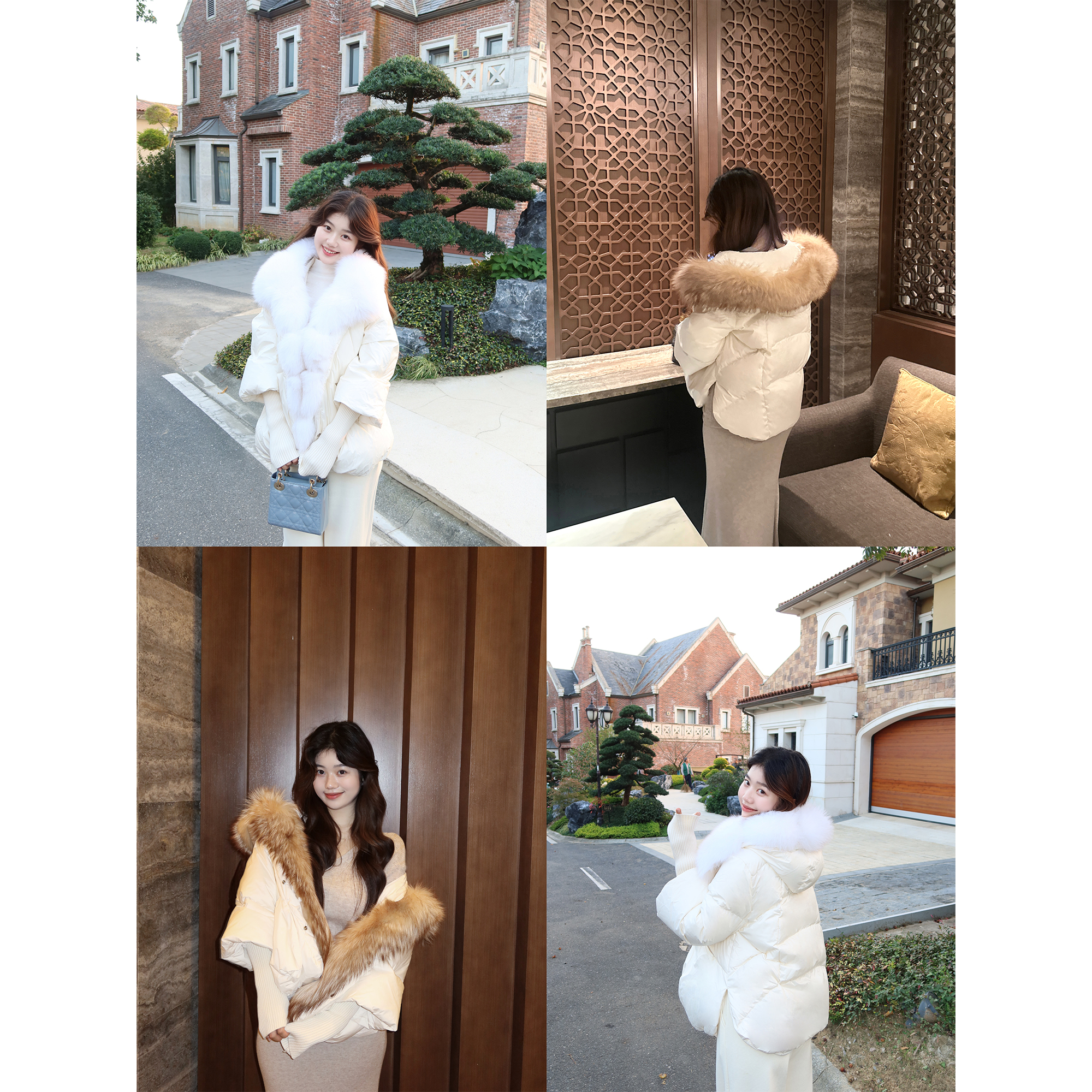 90白鹅绒狐狸毛领羽绒服外套