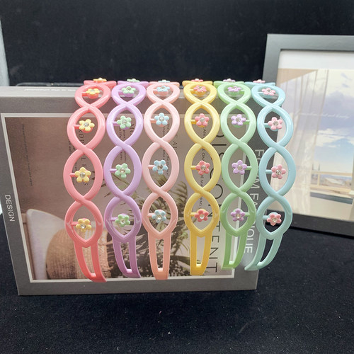 儿童新款可爱洋气发箍压发防滑耐用发卡韩版带钻小花学生镂空头箍