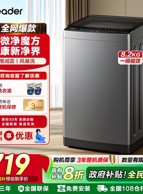[换新补贴]海尔Leader统帅8.2KG全自动小型波轮洗衣机家用租房20D