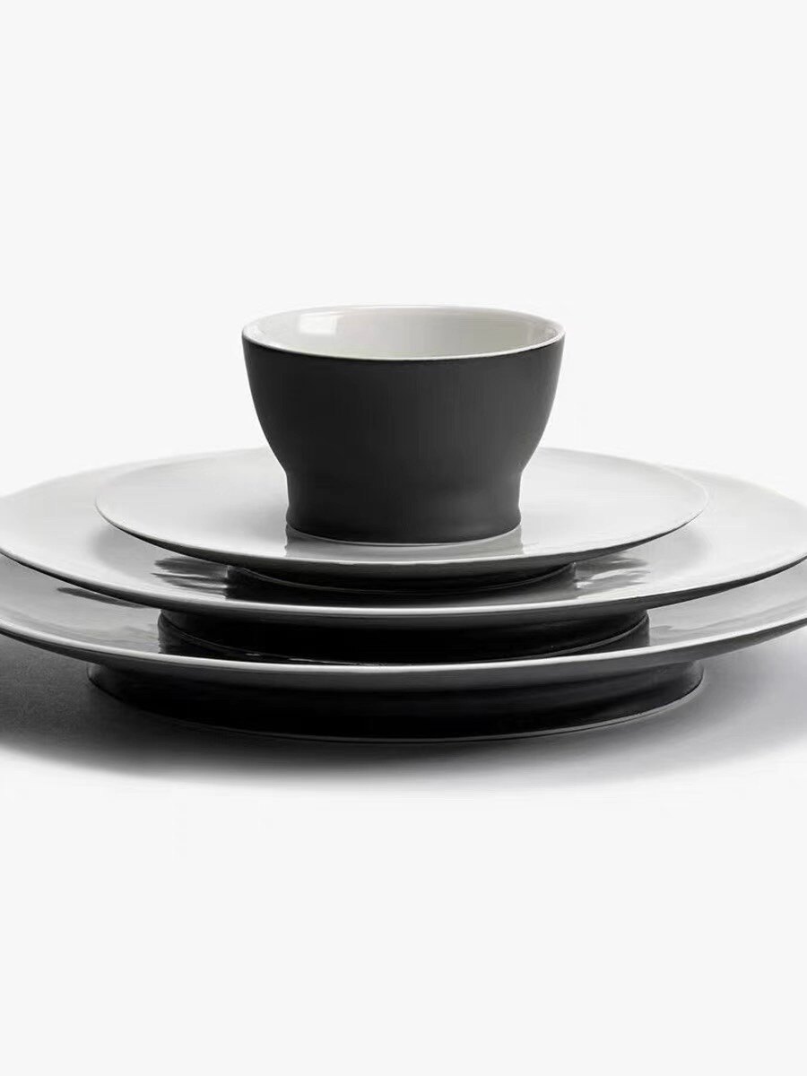 比利时SERAX Ann Demeulemeester黑白陶瓷餐具家用汤碗蛋糕盘平盘