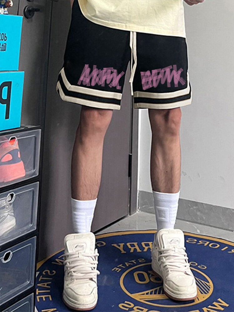 미국 트렌디한 하이 스트리트 드로스트링 스포츠 남성 반바지 여름 2024 새로운 스타일 다용도 캐주얼 스트레이트 레그 5점 바지