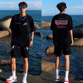 WASSUP重磅纯棉美式 衣服 嘻哈半袖 潮牌短袖 t恤男宽松复古vibe半袖