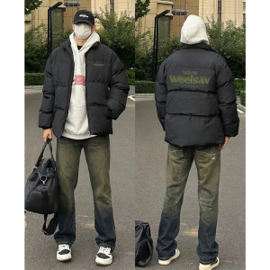 美式秋冬新款棉服外套男潮牌休闲韩版高街立领上衣加厚宽松面包服