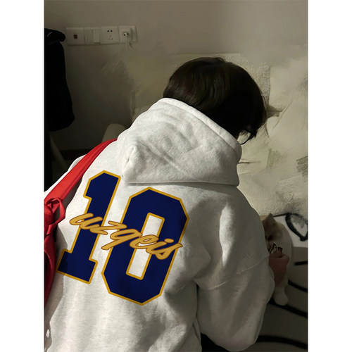 潮牌加厚加绒连帽卫衣