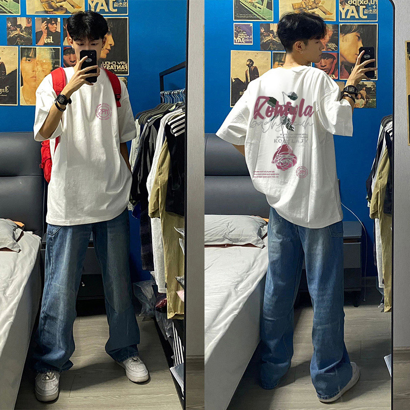 美式重磅t恤半袖男款纯棉篮球cityboy短袖夏季复古宽松休闲上衣