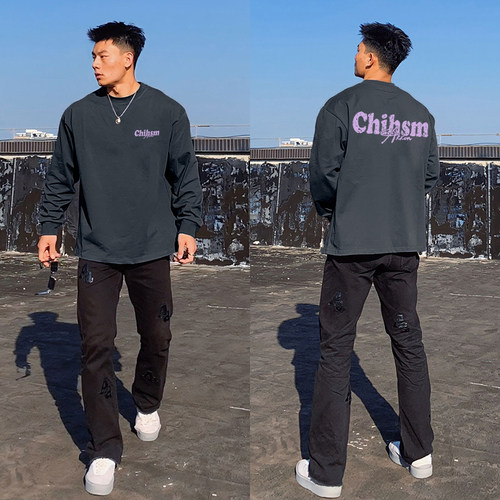 潮牌青少年长袖t恤休闲
