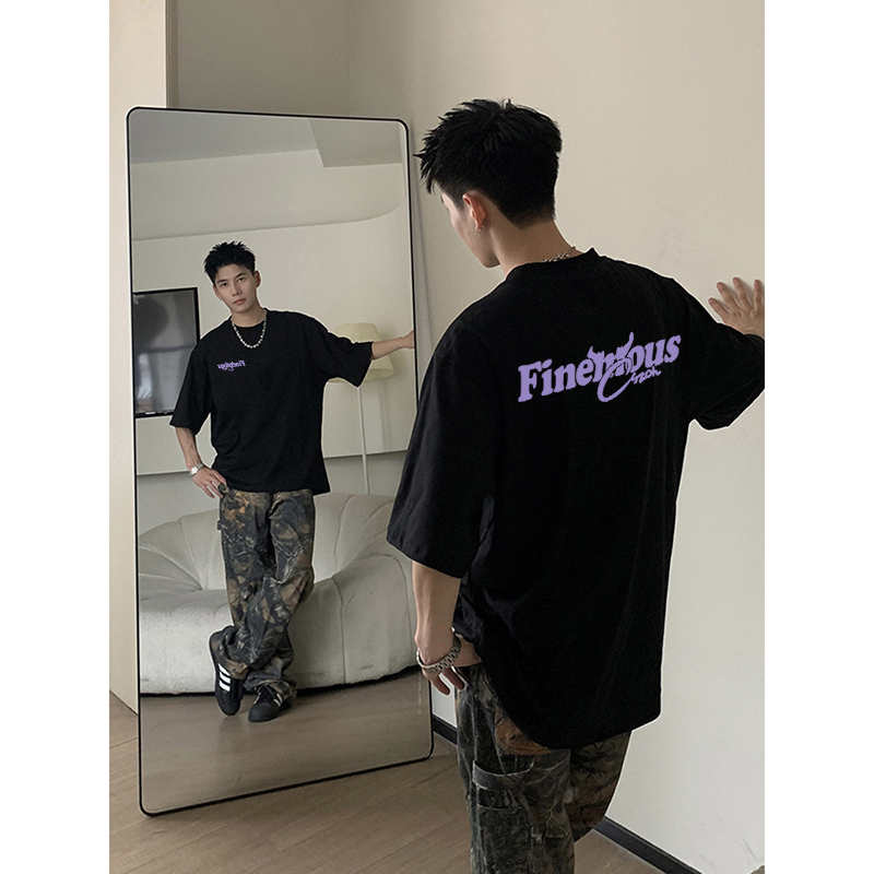 美式高街简约vibe纯棉短袖t恤男